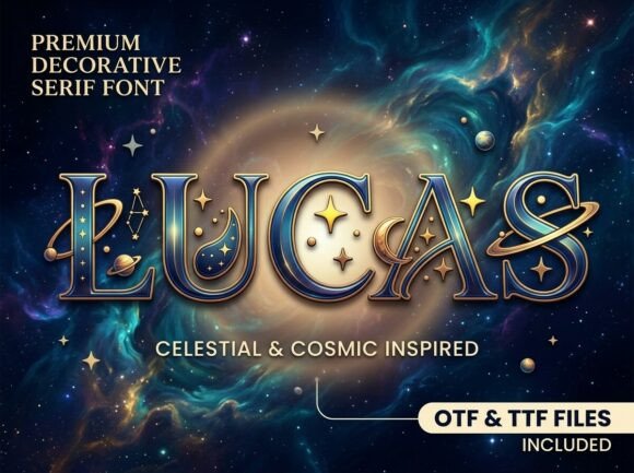 Navigate the Stars with Lucas: A Cosmic Serif for Bold Designs